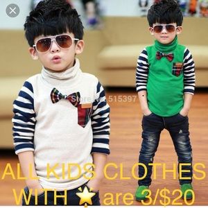 All Kids Clothing with a 🌟are now 3/$20